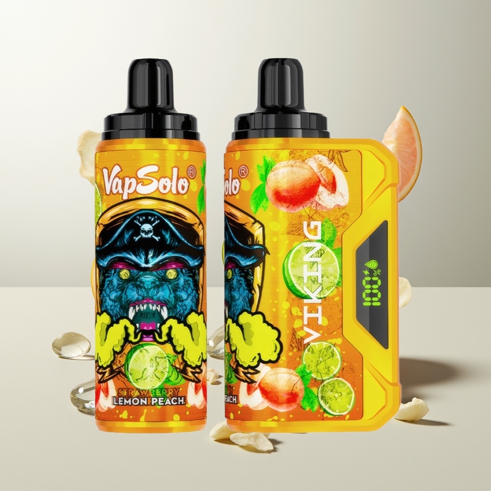 VapSolo VIKING 12000 Züge Zitrone Pfirsich 22ml Typ-C LED