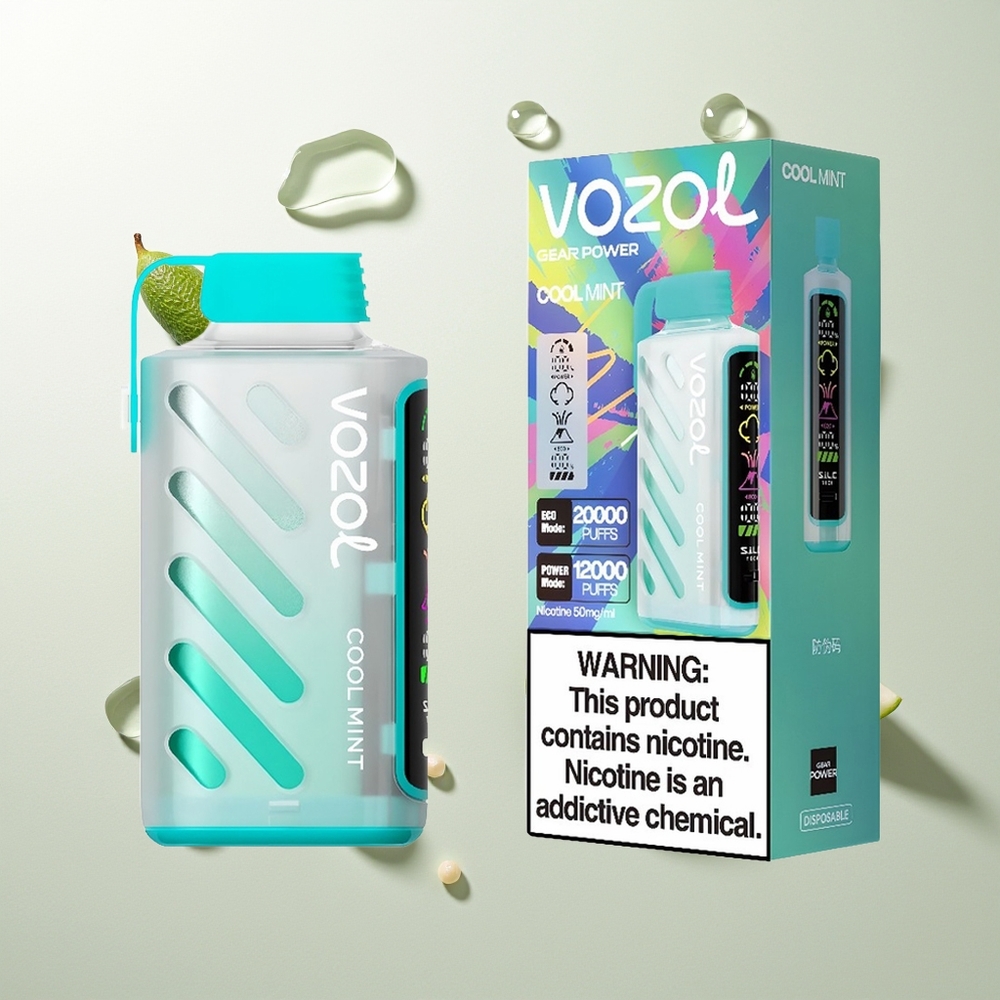 VOZOL Gear Power 20000 Züge Doppel-Mesh Coil Cool Minze Vollbild-Display 20mL 5%