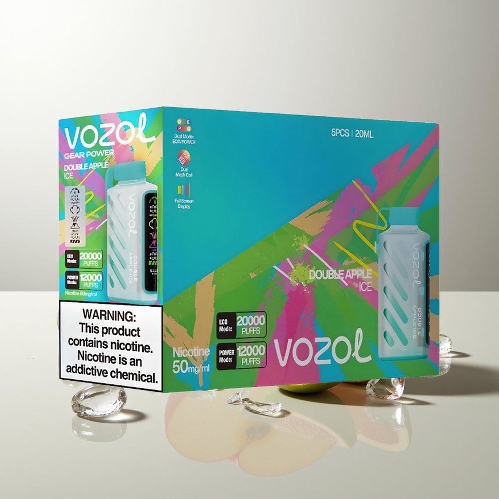 VOZOL Gear Power 20000 Züge Doppelapfel Eis Vollbild-Dual-Mesh-Coil-20mL-5%