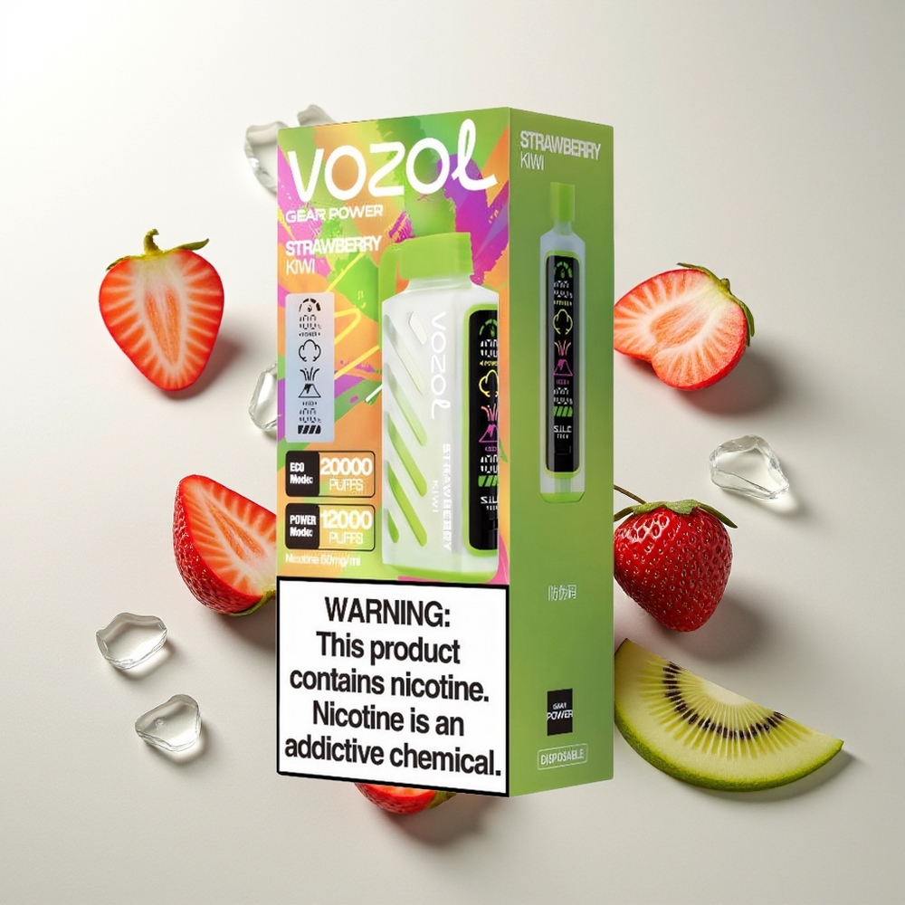 VOZOL Gear Power 20000 Züge Erdbeer-Kiwi Dual Mesh Coil 20mL 5%