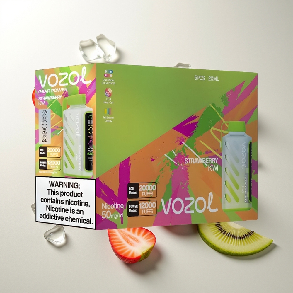 VOZOL Gear Power 20000 Züge Erdbeer-Kiwi Dual Mesh Coil 20mL 5%