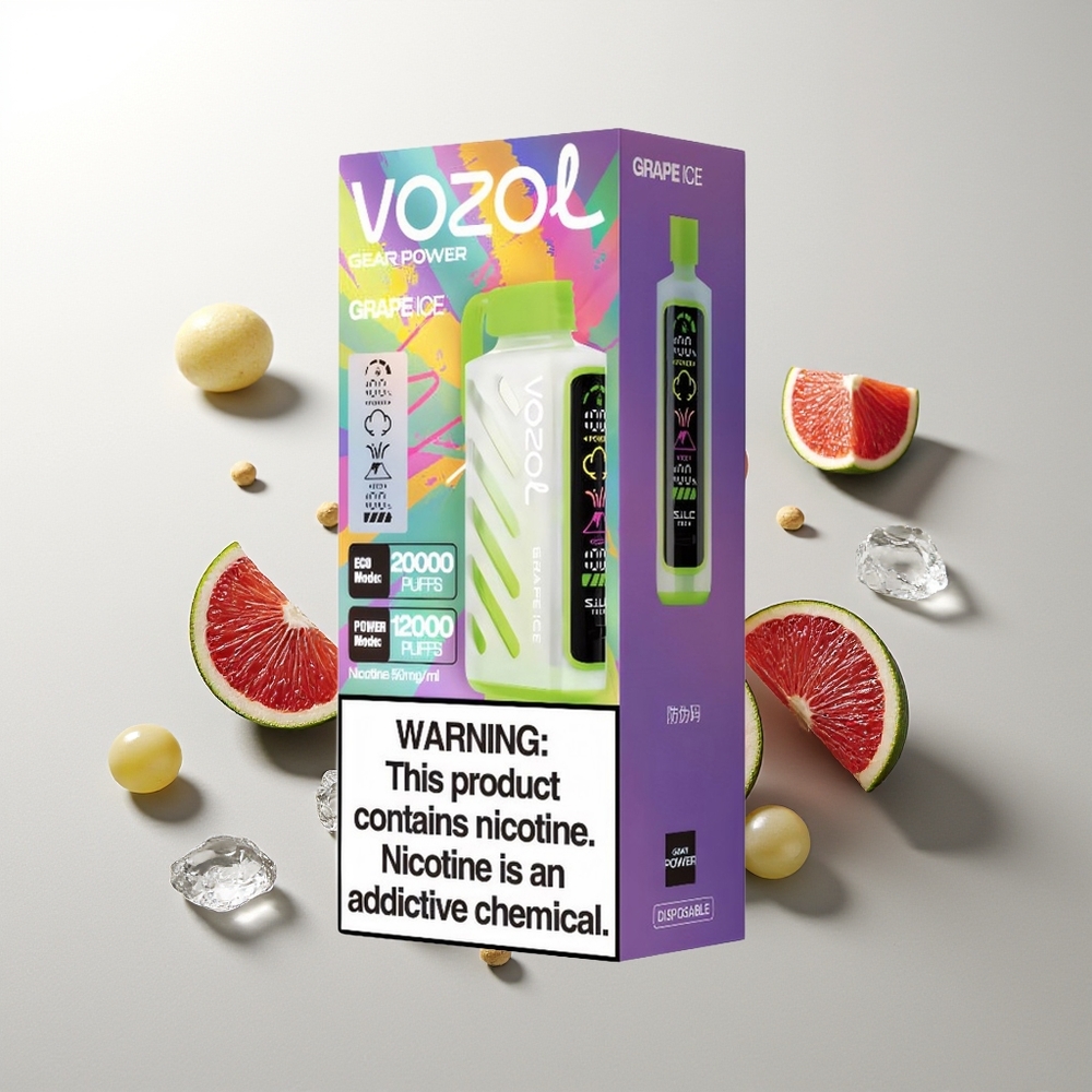 VOZOL Gear Power 20000 Züge Vollbild-Display Dual Mesh Coil 20mL Eistraube