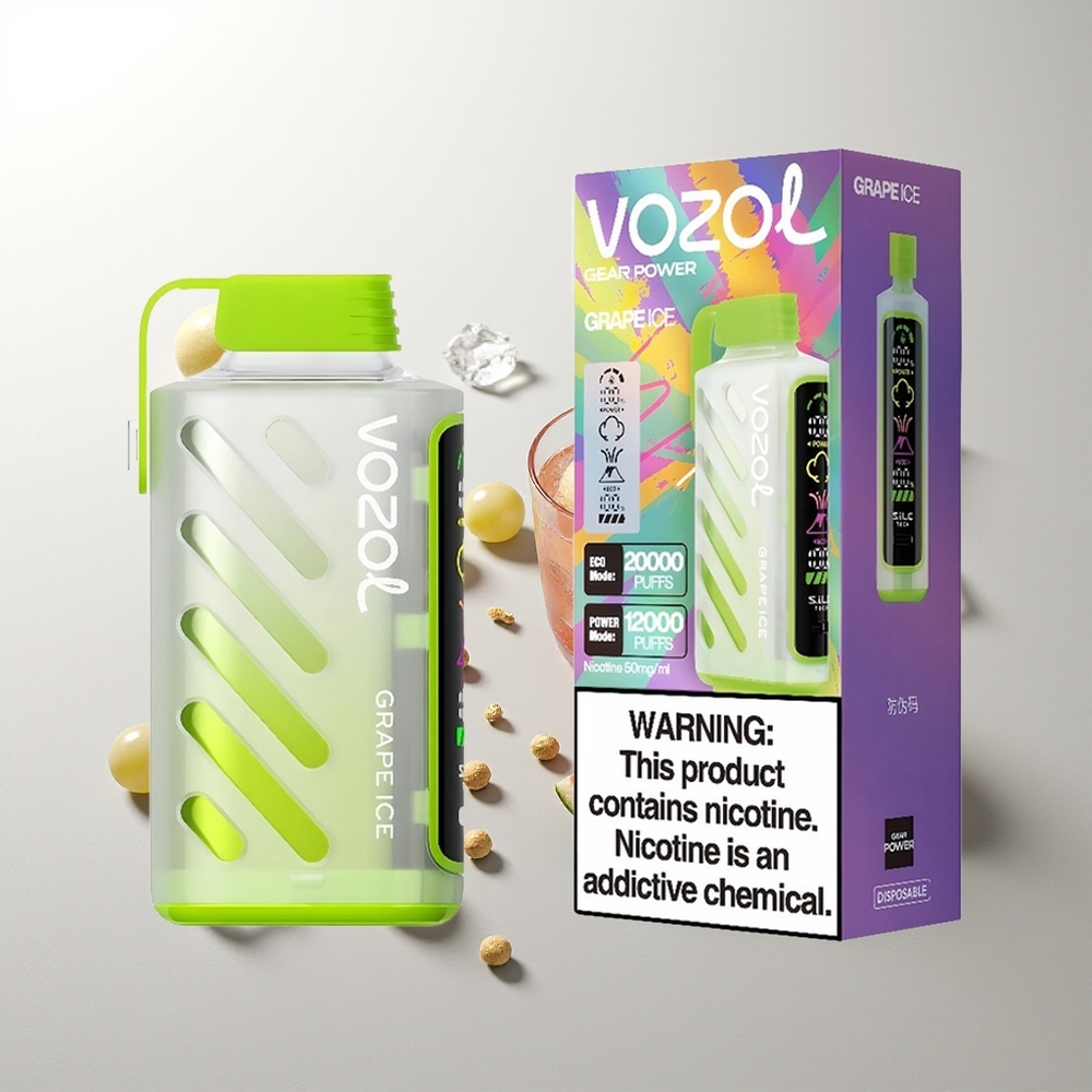 VOZOL Gear Power 20000 Züge Vollbild-Display Dual Mesh Coil 20mL Eistraube