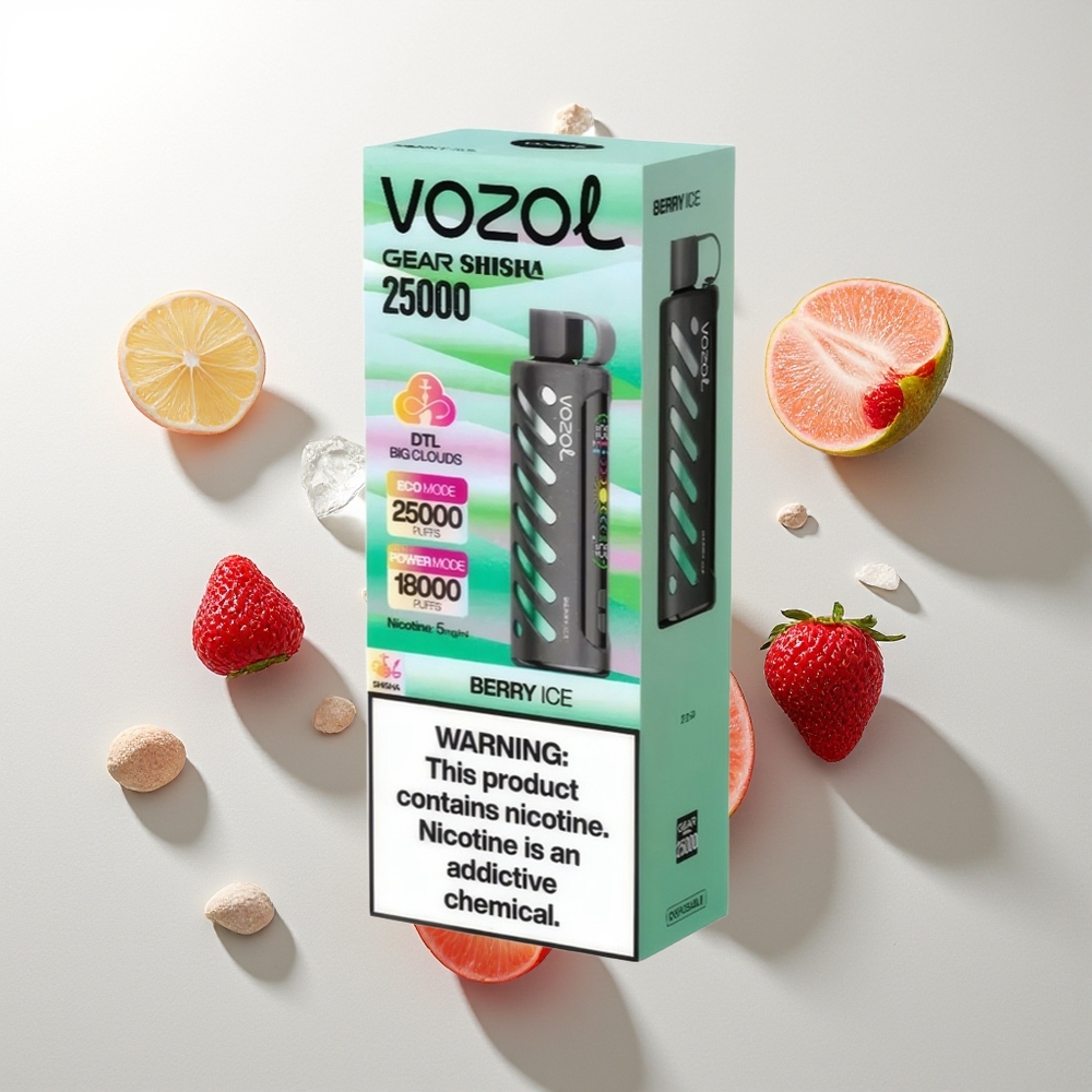 VOZOL Gear Shisha 25000 Züge Beere-Eis S.i.L.C Tech Dual Mesh 1000mAh 5mg/ml
