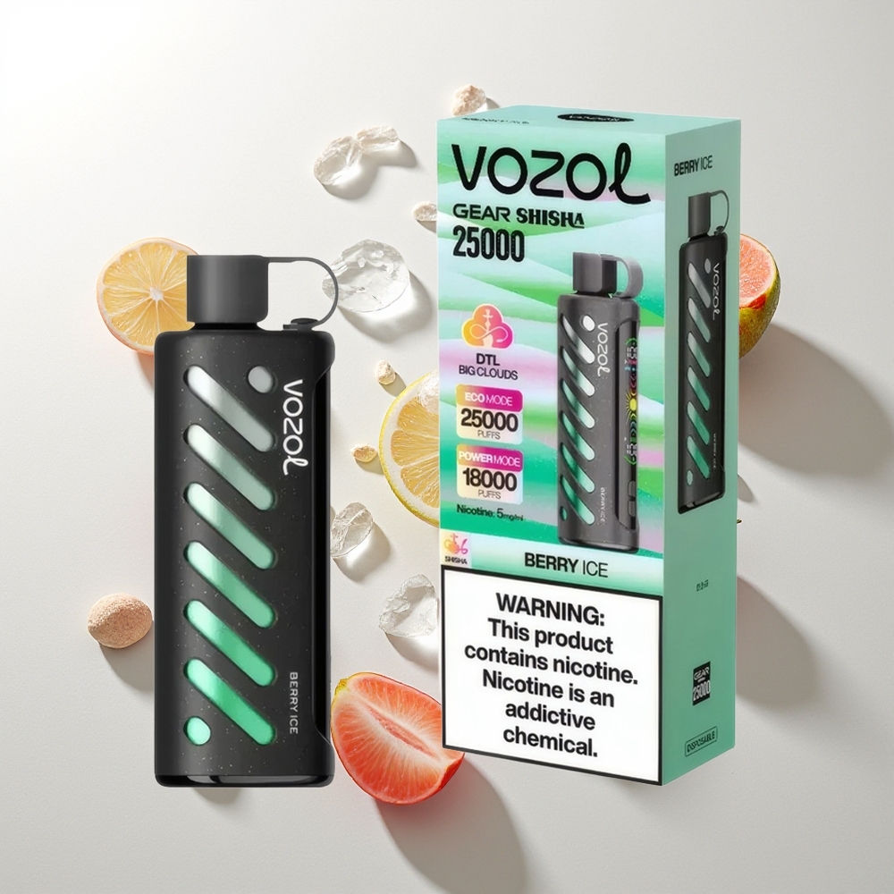 VOZOL Gear Shisha 25000 Züge Beere-Eis S.i.L.C Tech Dual Mesh 1000mAh 5mg/ml