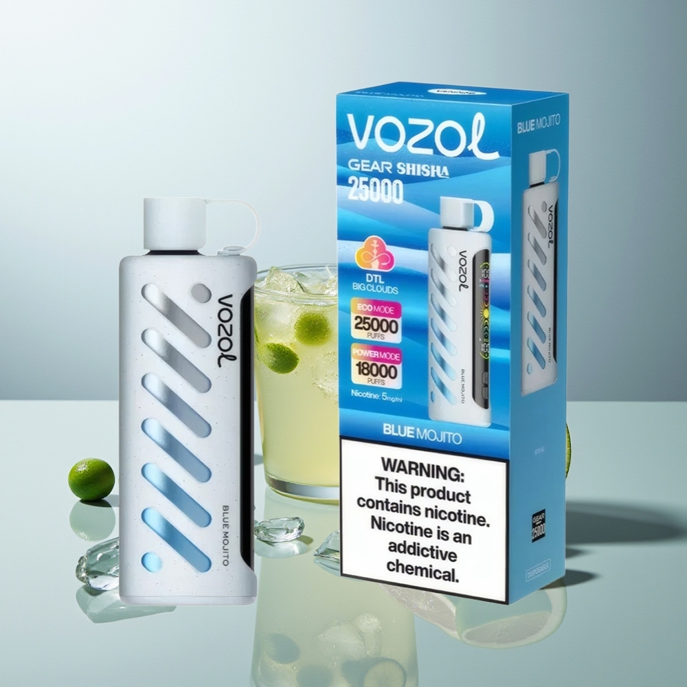 VOZOL Gear Shisha 25000 Züge Blaue Mojito Dual Mesh 5mg/ml S.i.L.C Tech 1000mAh