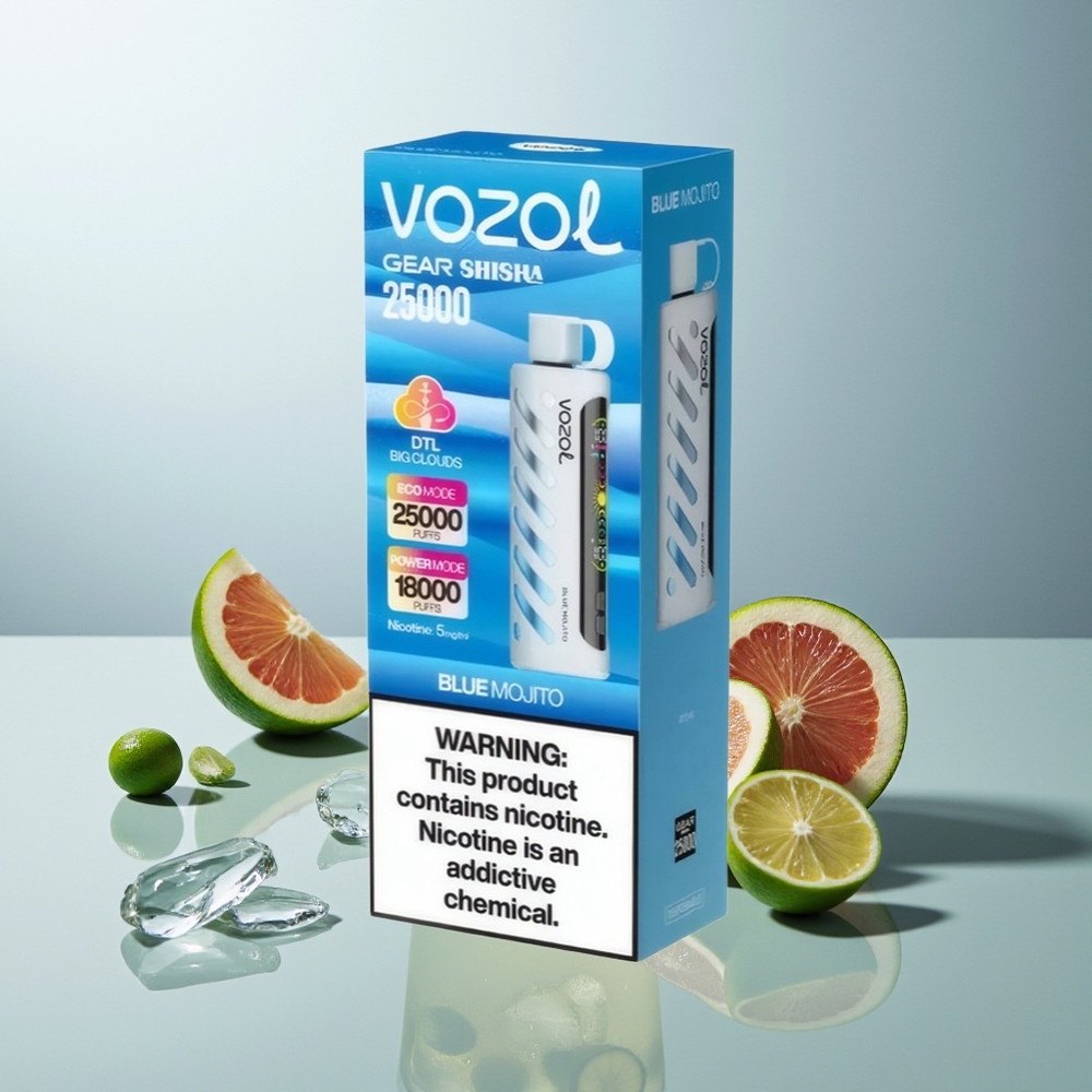 VOZOL Gear Shisha 25000 Züge Blaue Mojito Dual Mesh 5mg/ml S.i.L.C Tech 1000mAh