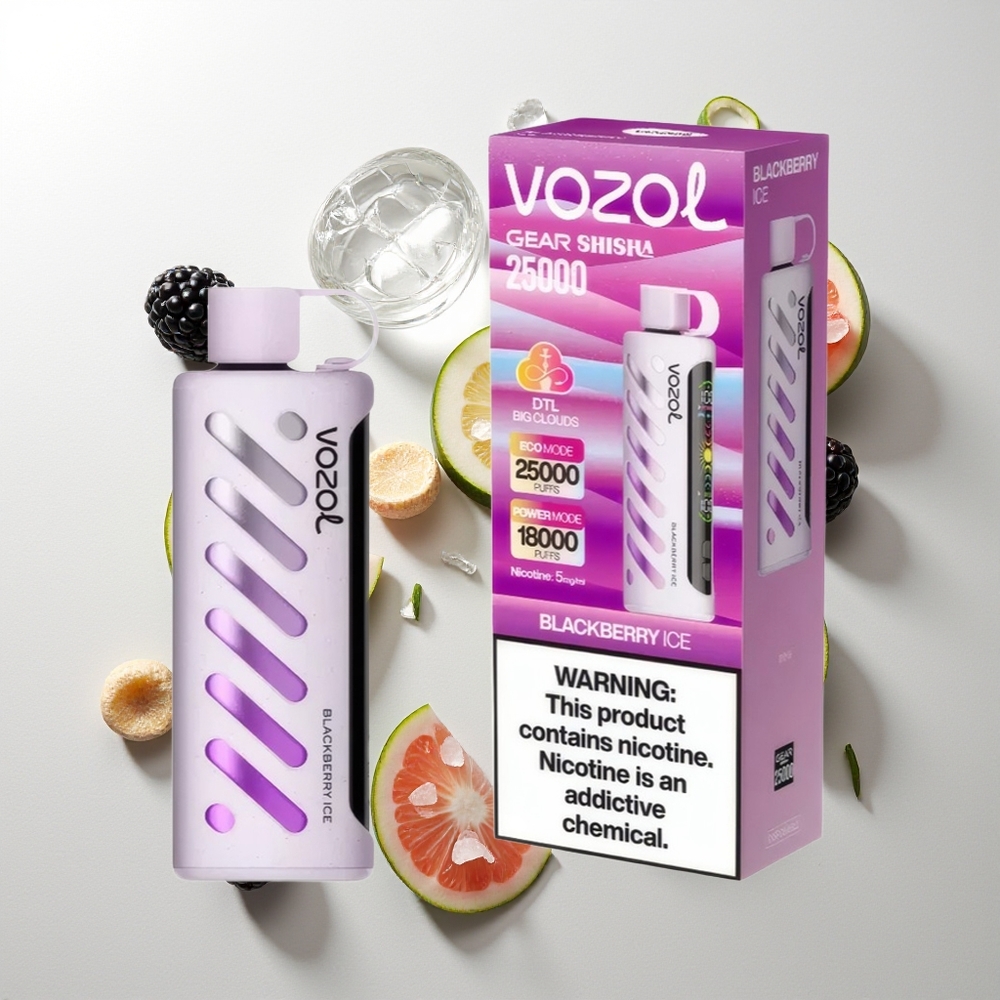VOZOL Gear Shisha 25000 Züge Brombeer-Eis Dual Mesh Dual Modes S.i.L.C Tech 1000mAh 5mg/ml