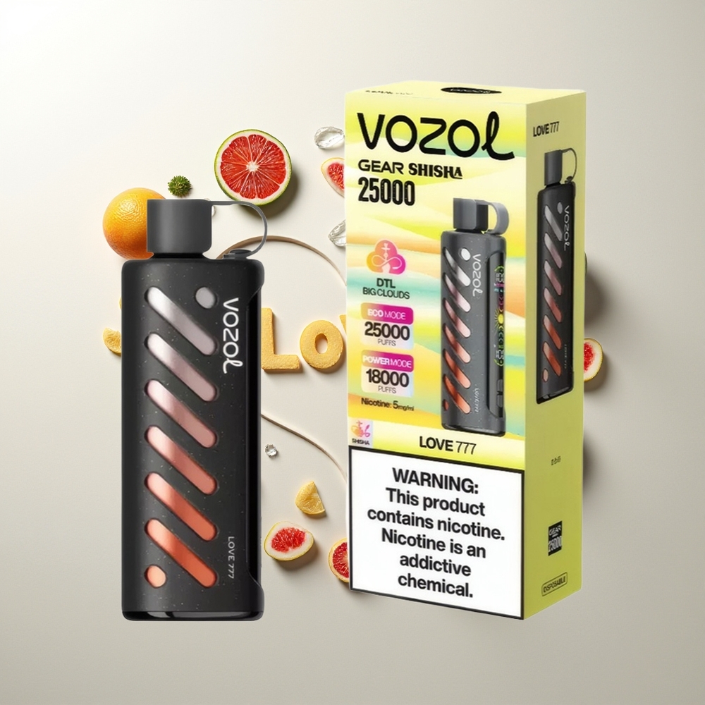 VOZOL Gear Shisha 25000 Züge Liebe 777 30 Köstliche Aromen S.i.L.C Tech Dual Mesh Dual Modes 1000mAh 5mg/ml