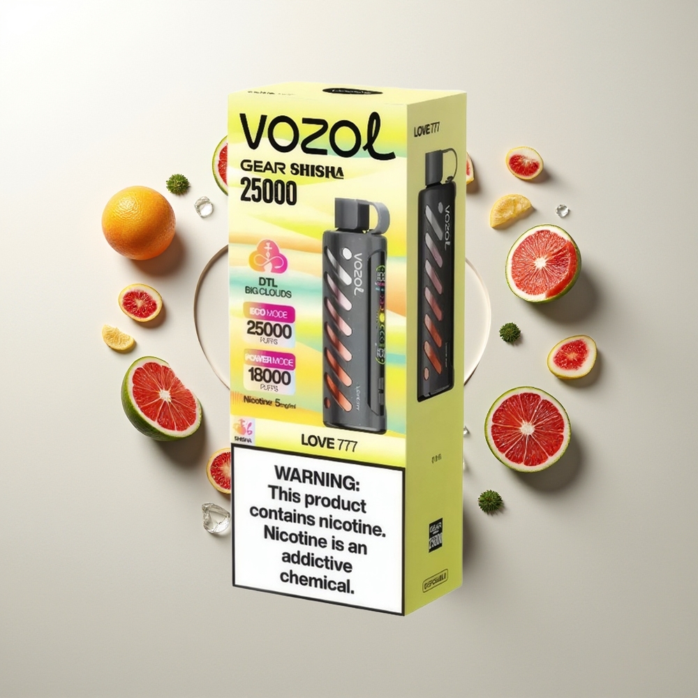 VOZOL Gear Shisha 25000 Züge Liebe 777 30 Köstliche Aromen S.i.L.C Tech Dual Mesh Dual Modes 1000mAh 5mg/ml