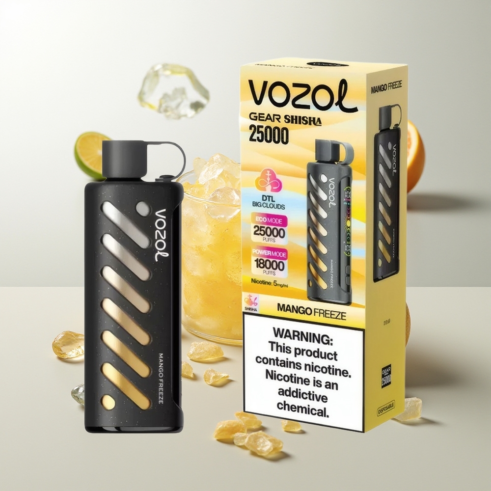 VOZOL Gear Shisha 25000 Züge Mango-Eis S.i.L.C Tech Dual Mesh 5mg/ml 1000mAh