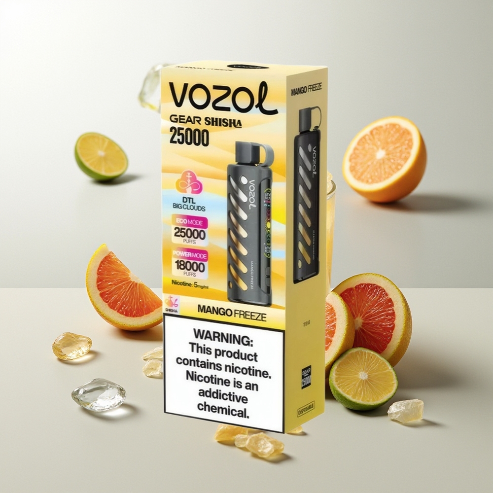 VOZOL Gear Shisha 25000 Züge Mango-Eis S.i.L.C Tech Dual Mesh 5mg/ml 1000mAh