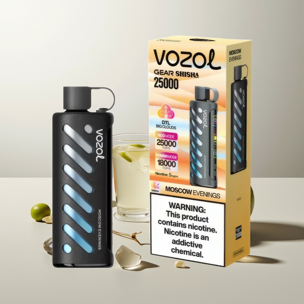 VOZOL Gear Shisha 25000 Züge Moskauer Abende 30 Geschmacksrichtungen S.i.L.C Tech Dual Mesh Dual Modes 1000mAh 5mg/ml