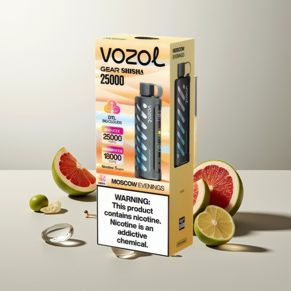 VOZOL Gear Shisha 25000 Züge Moskauer Abende 30 Geschmacksrichtungen S.i.L.C Tech Dual Mesh Dual Modes 1000mAh 5mg/ml