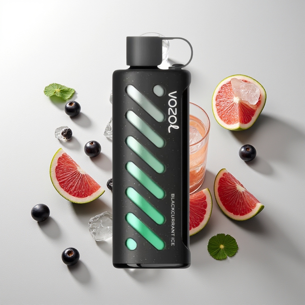 VOZOL Gear Shisha 25000 Züge Schwarzbeer-Eis Dual Mesh Dual Modes 1000mAh 5mg/ml S.i.L.C Tech