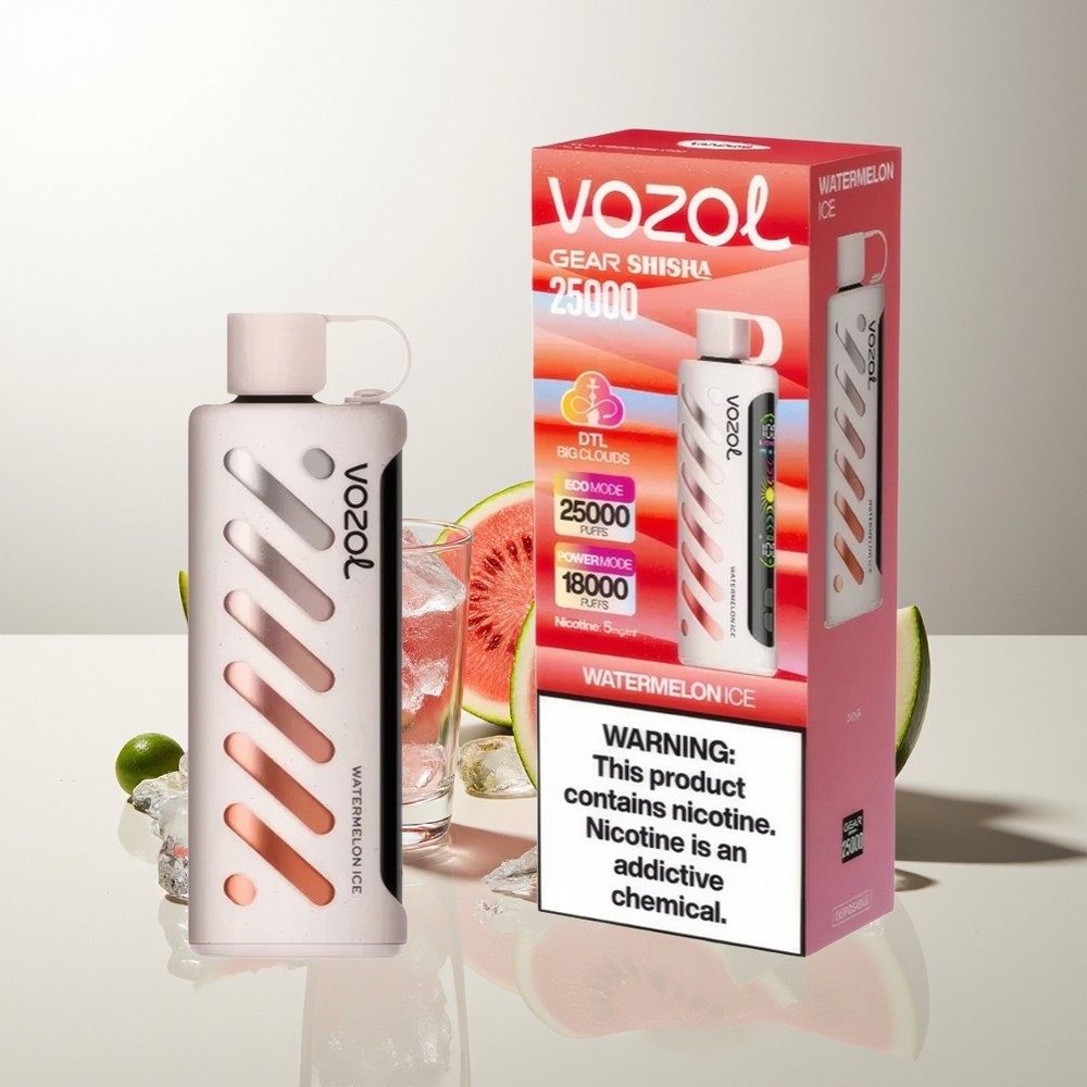 VOZOL Gear Shisha 25000 Züge Wassermelone Eis Shisha Dual Mesh Dual Modes 1000mAh 5mg/ml S.i.L.C Tech
