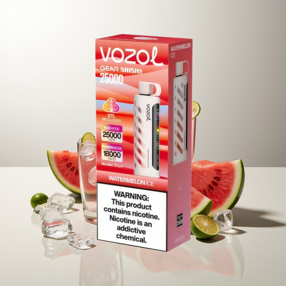 VOZOL Gear Shisha 25000 Züge Wassermelone Eis Shisha Dual Mesh Dual Modes 1000mAh 5mg/ml S.i.L.C Tech