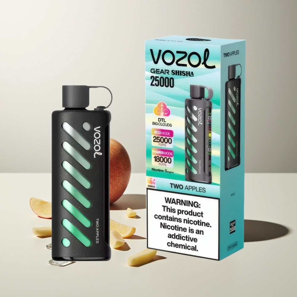 VOZOL Gear Shisha 25000 Züge Zwei Äpfel Shisha S.i.L.C Tech Dual Mesh 1000mAh 5mg/ml