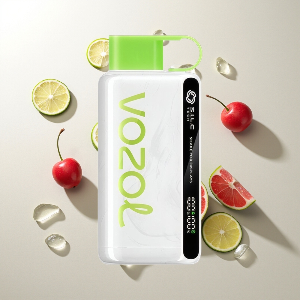 VOZOL STAR 9000/12000 Kirschlimette Schnellladung Recycelter Kunststoff Shake-Anzeige S.i.L.C TECH Mundstückschutz