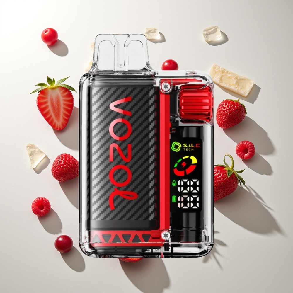 VOZOL Vista 20000 Züge Erdbeere Himbeere Kirsche OLED 650mAh 6-Stufen MCU S.i.L.C Dual Mesh PCR 65% TPD MTL Wiederaufladbar