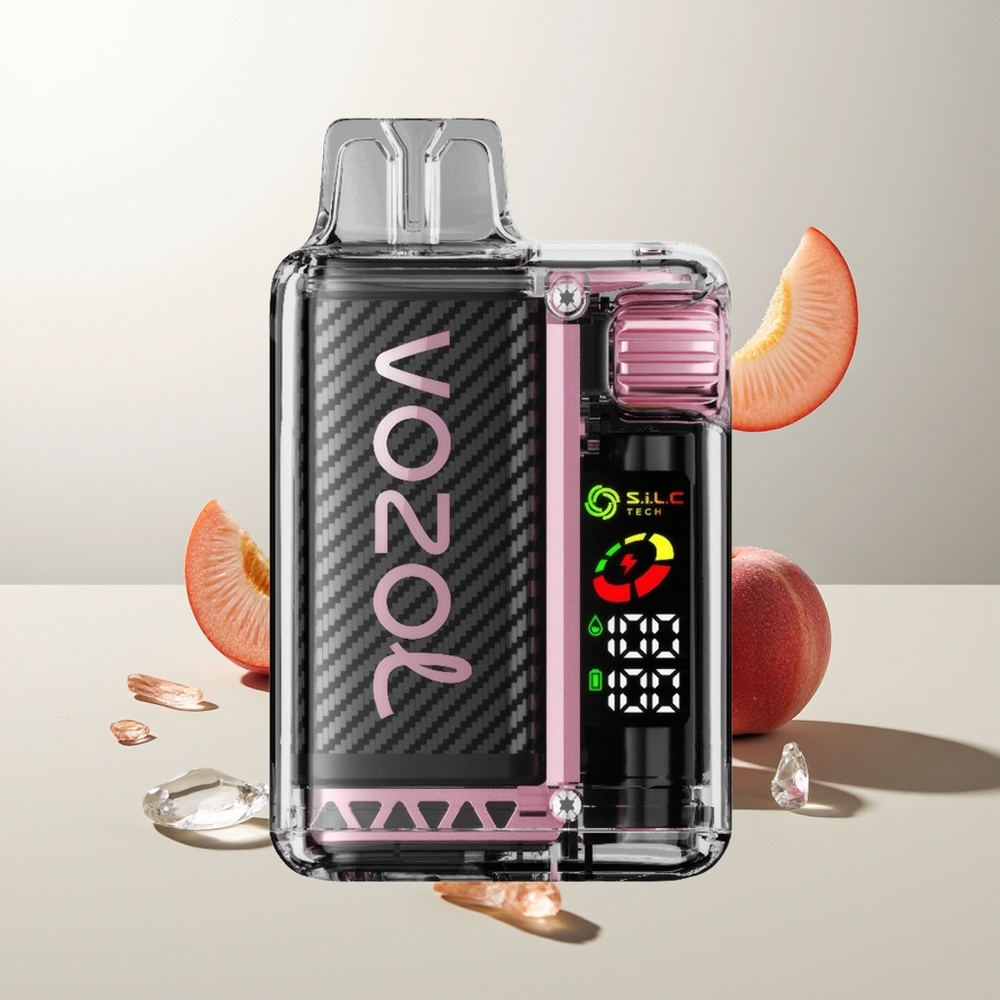 VOZOL Vista 20000 Züge Pfirsich-Eis OLED Dual Mesh Coil MCU 650mAh PCR 65% TPD MTL 6-Stufen