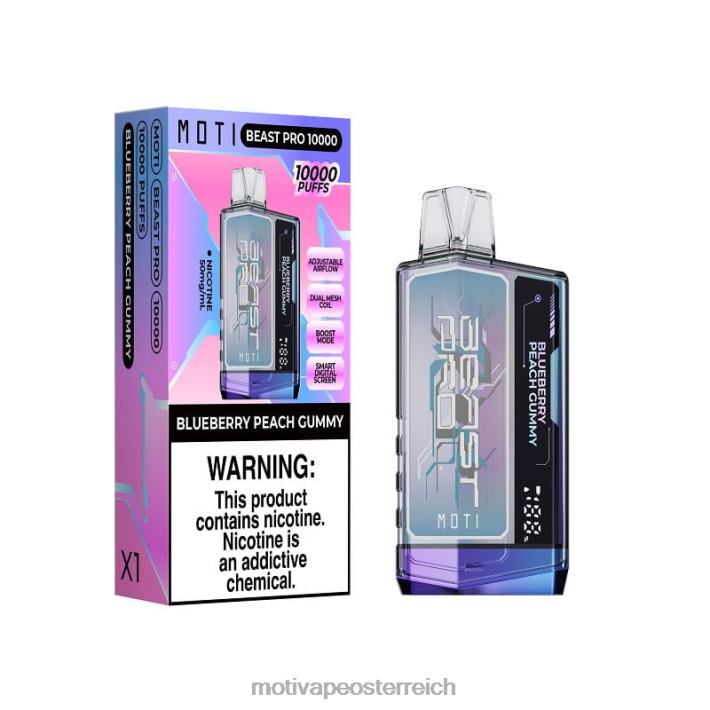 MOTI Beast Pro Einweg-Vaporizer (5 %, 10.000 Züge) Blaubeer-Pfirsich-Gummi TN2TZ39 MOTI Vape Disposable