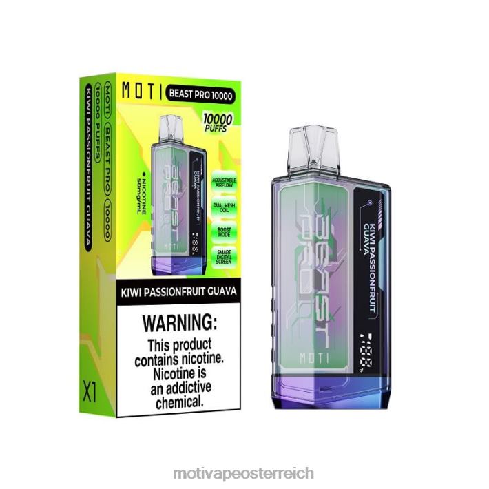 MOTI Beast Pro Einweg-Vaporizer (5 %, 10.000 Züge) Kiwi, Passionsfrucht, Guave TN2TZ46 MOTI Vape Kaufen