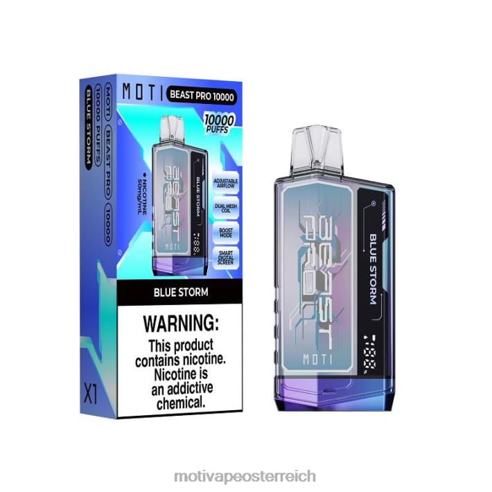 MOTI Beast Pro Einweg-Vaporizer (5 %, 10.000 Züge) blauer Sturm TN2TZ38 MOTI Vape Pop Österreich