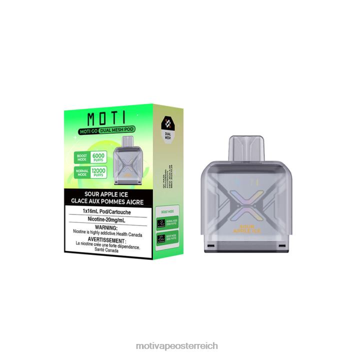 MOTI Go Pro Einwegkapsel saures Apfeleis TN2TZ88 MOTI Vape Pop Österreich